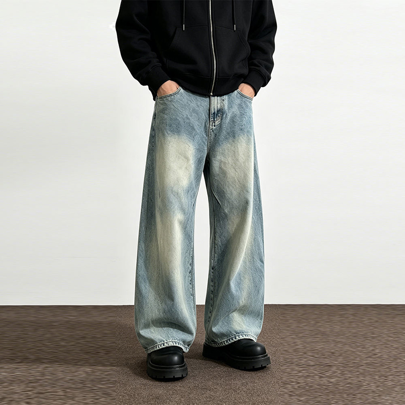 Light Wash Denim Wide-Leg Pants